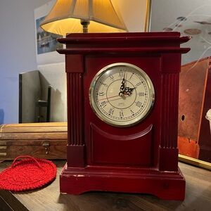 Classic Red Mantel Clock